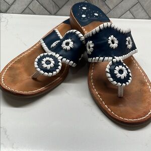 Jack Rogers Navy and White Thong Sandals